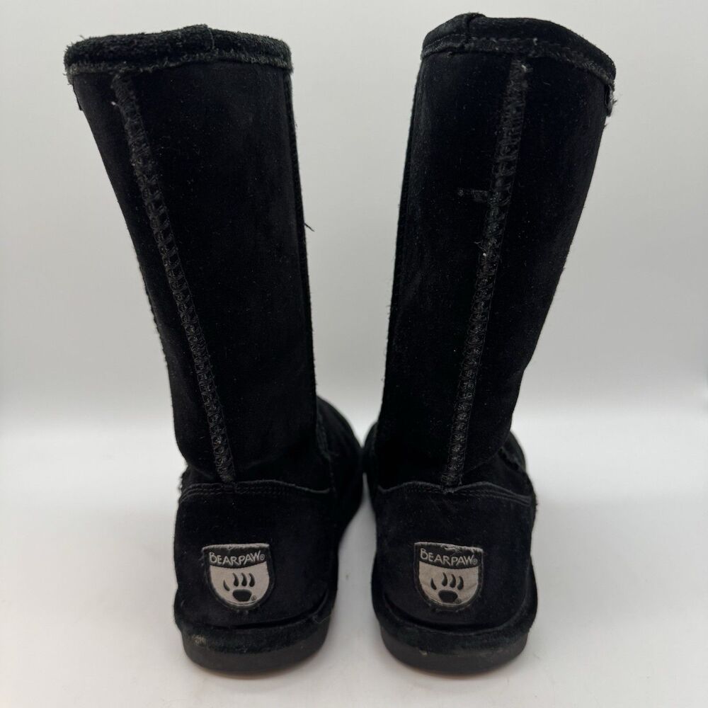 Bearpaw Emma Short Black Suede Boots Women's 6 Comfy Lined Winter Snow Shoes - Picture 4 of 11